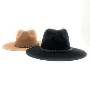 CC Panama Hat – Rhinestone & Bugle Bead Trim | Glam Wide Brim Sun Hat NWT